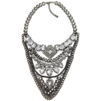 Max Edgy Gunmetal Crystal Encrusted Necklace